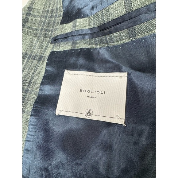 Boglioli Wool & Cashmere Sport Coat Size 48 (EU Size 58) Green Plaid Italy - Picture 4 of 11